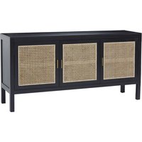 Corson Cane Rattan Wooden Sideboard With 3 Doors In Black