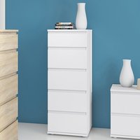 Naira Wooden Tall Chest Of 5 Drawers In White