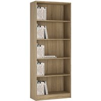 Xeka Wooden Wide Bookcase With 5 Shelves In Sonama Oak