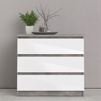 Nakou High Gloss Chest Of 3 Drawers In White And Oak