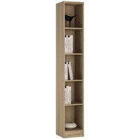 Xeka Wooden Narrow Bookcase With 5 Shelves In Sonoma Oak