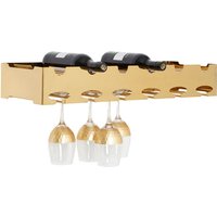 Kurhah Wide 6 Bottles Steel Wine Rack In Gold