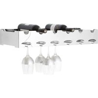 Kurhah Wide 6 Bottles Steel Wine Rack In Silver