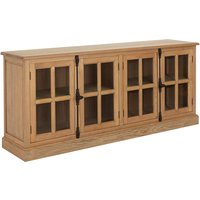 Lyox Wooden 4 Glass Doors Sideboard In Natural