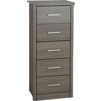 Laggan Narrow Chest Of 5 Drawers In Black Wood Grain