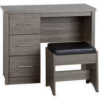 Laggan Wooden 2Pc Dressing Table Set In Black Wood Grain