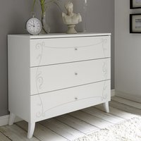 Solar Wooden Chest Of 3 Drawers In Serigraphed White