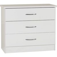 Mack Wooden Chest Of 3 Drawers With White Gloss Front In Oak