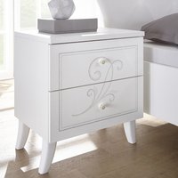 Nivea Wooden Bedside Cabinet In Serigraphy White