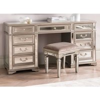 Jessika Mirrored Dressing Table In Taupe