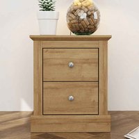 Devan Wooden Bedside Cabinet With 2 Drawers - Oak