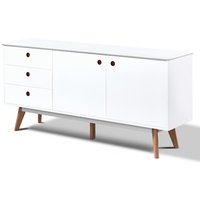 Benecia Wooden Sideboard With 2 Doors And 3 Drawers In White
