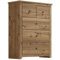 Havanan Wooden Chest Of 5 Drawers - Natural Pine
