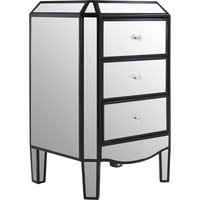 Tiffani Mirrored Glass Chest Of 3 Drawers In Black And Silver