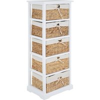 Ashbile Wooden Chest Of 5 Basket Drawers In White