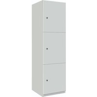One Door Locker In Grey MFC With One Fixed Shelf, Two Coat Hooks And Finger Pull