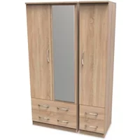 Welcome Avon 3 Door 4 Drawer Mirrored Triple Wardrobe Assembled