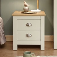 Loftus Wooden Bedside Cabinet With 2 Drawers In Cream And Oak