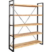 Clio Wide Bookcase In Reclaimed Wood And Metal Frame