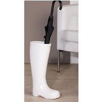 Stiefel Rain Boot Ceramic Umbrella Stand In White