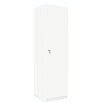 One Door Locker In White MFC With One Fixed Shelf, Two Coat Hooks And Key Lock