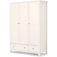 Julian Bowen Maine Surf White 3 Door 2 Drawer Triple Wardrobe