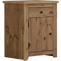 Havanan Wooden Bedside Cabinet With 1 Door 1 Drawer - Natural Pine