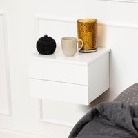 Aviana Wall Hung Wooden Bedside Cabinet With 2 Drawers In White