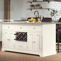 Kavala Grey Granite Marble Top Kitchen Island In Cream