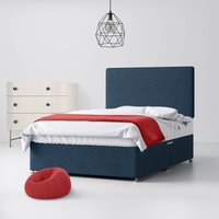 King Size - Divan Bed and Cornell Plain Headboard - Dark Blue - Fabric - 5ft - Happy Beds
