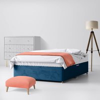 King Size - Divan Bed - With Storage - Blue - Velvet - 5ft - Happy Beds