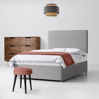 Super King Size - Divan Bed and Cornell Plain Headboard - Light Grey - Fabric - 6ft - Happy Beds