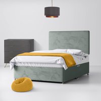 King Size - Divan Bed and Cornell Plain Headboard - Light Grey - Velvet - 5ft - Happy Beds