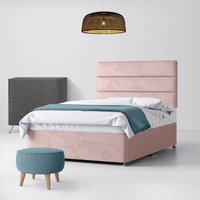 Single - Divan Bed and Cornell Lined Headboard - Pink - Velvet - 3ft - Happy Beds
