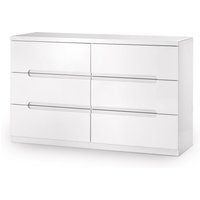 Manhattan - Gloss 6 Drawer Wide Chest - White - Wooden - Happy Beds