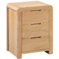 Curve - 3 Drawer Bedside Table - Oak - Wooden - Happy Beds