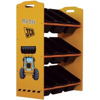 JCB - Children's Digger 9 Bin Storage Unit - Yellow/Black - Wooden - Happy Beds
