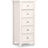 Maine - 5 Drawer Tall Chest - White - Wooden - Happy Beds