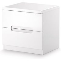 Manhattan - Gloss 2 Drawer Bedside Table - White - Wooden - Happy Beds