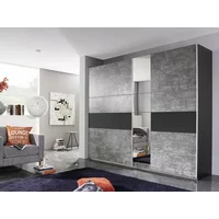 Rauch Kayla 218cm Metallic Grey and Stone Grey Sliding Door Large Double Wardrobe