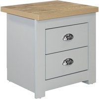 Highgate - 2 Drawer Bedside Table - Grey/Oak - Wooden - Happy Beds