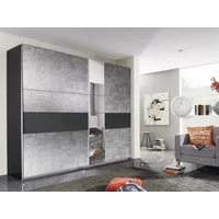 Rauch Kayla 261cm Metallic Grey and Stone Grey Sliding Door Large Double Wardrobe