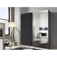 Rauch Esme 181cm Metallic Grey and Basalt Glass Sliding Door Large Double Wardrobe