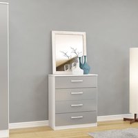 Lynx - 4 Drawer Chest - White/Grey - Wooden - Happy Beds