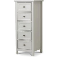 Maine - 5 Drawer Tall Chest - Dove Grey - Wooden - Happy Beds