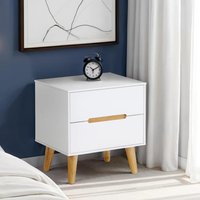Alicia - 2 Drawer Bedside Table - White/Oak - Wooden - Happy Beds