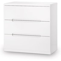 Manhattan - Gloss 3 Drawer Chest - White - Wooden - Happy Beds