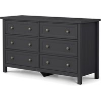 Maine - 6 Drawer Wide Chest - Dark Grey - Wooden - Happy Beds