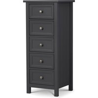 Maine - 5 Drawer Tall Chest - Dark Grey - Wooden - Happy Beds