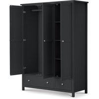 Maine - 3 Door Combination Wardrobe - Dark Grey - Wooden - Happy Beds